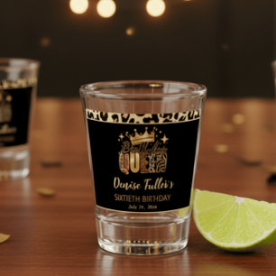 Fun Leopard Birthday Queen Sixty Birthday Shot Glass