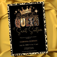 Fun Leopard Birthday Queen Sweet Sixteen Birthday