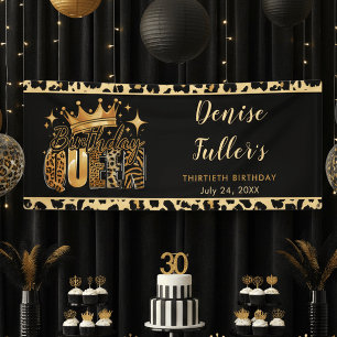 Fun Leopard Birthday Queen Thirty Birthday Banner