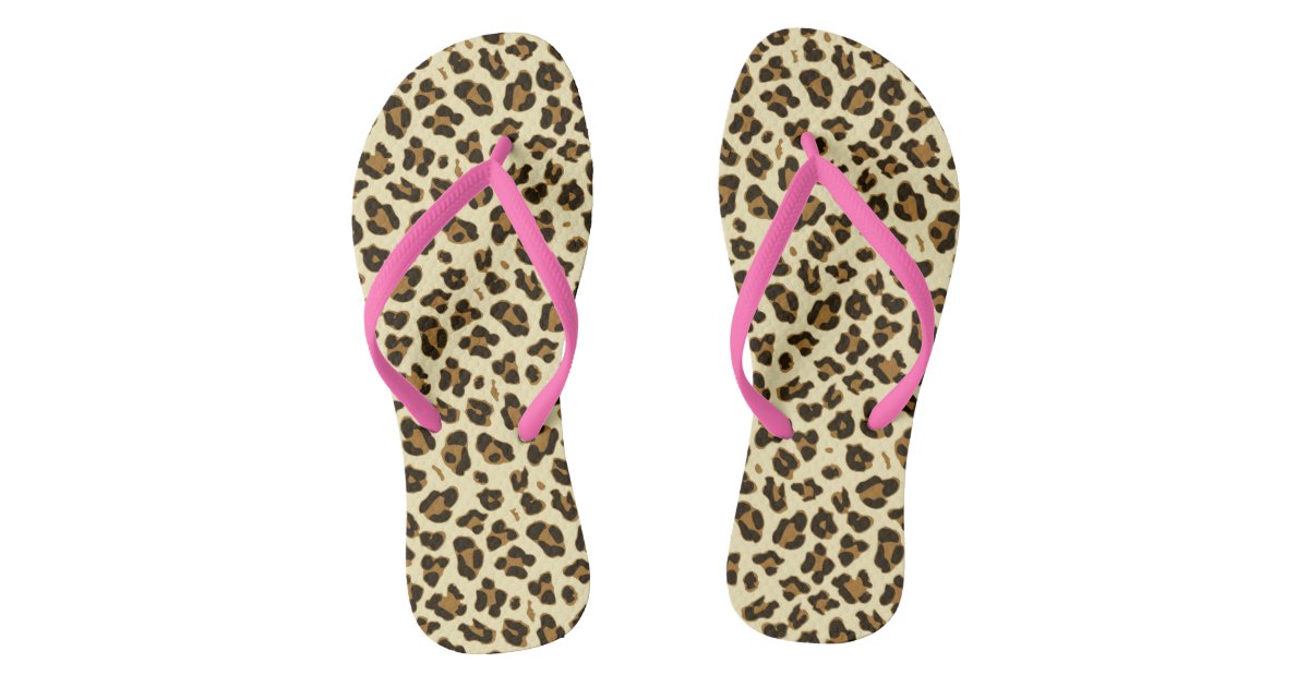 Fun Leopard Print Flip Flops | Zazzle