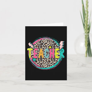 Fun Leopard Teacher Happy First Day of School Tea Card