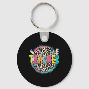 Fun Leopard Teacher Happy First Day of School Tea Key Ring