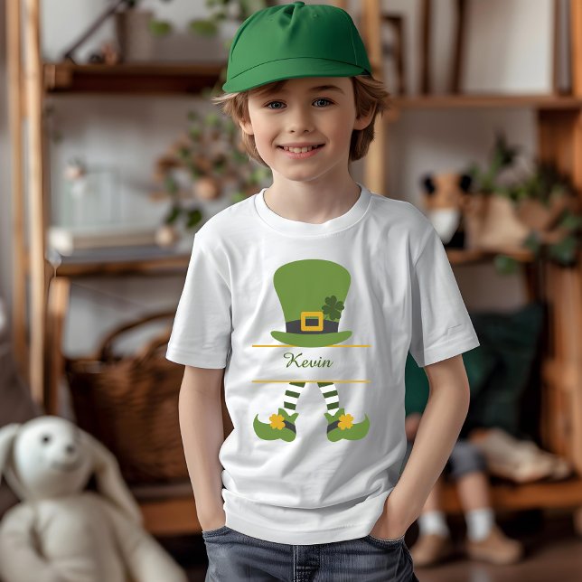 Fun Leprechaun Hat Design Customisable Boy T-Shirt (Fun Leprechaun Hat Design Customizable Boy T-Shirt)