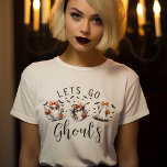 Fun Lets Go Ghouls Halloween T-Shirt<br><div class="desc">Get ready for the ultimate Halloween celebration, girls! Introducing our Fun Ghouls Night matching t-shirts - the perfect addition to your spooky night out with the girls. Featuring playful yet feminine ghosts adorned with stars and bats in classic Halloween hues of orange and black, these shirts are a must-have for...</div>