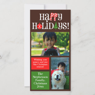 Fun Letter Icons Colour Blocks Holiday 2 Photos Card
