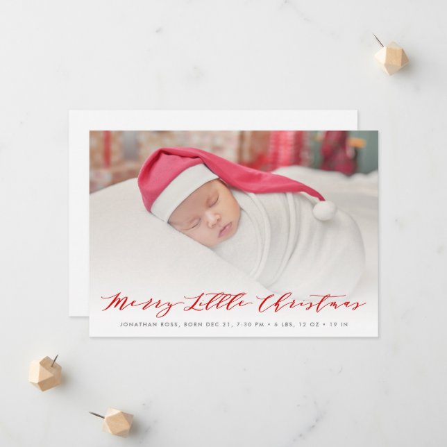 fun lettering christmas birth announcement card (Front/Back In Situ)