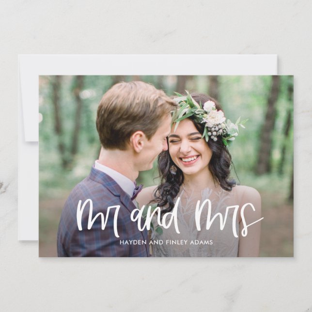Fun Lettering Editable Colour Wedding Announcement (Front)