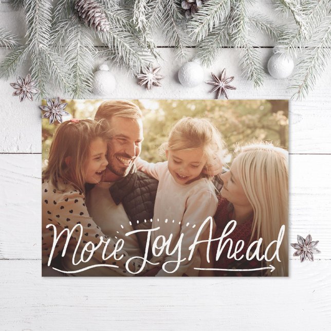 Fun Lettering More Joy Ahead New Year Photo Holiday Card (Creator Uploaded)