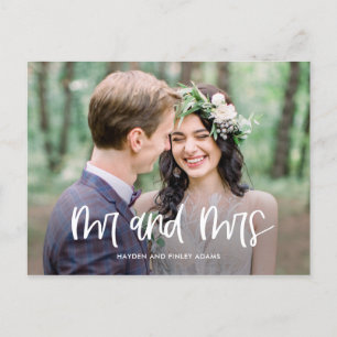 Fun Lettering Wedding Announcement Elopement Postcard