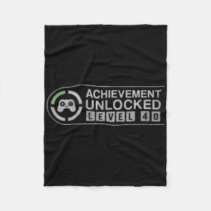 Fun Level 40 Complete Retro Video Game 40th Birthd Fleece Blanket