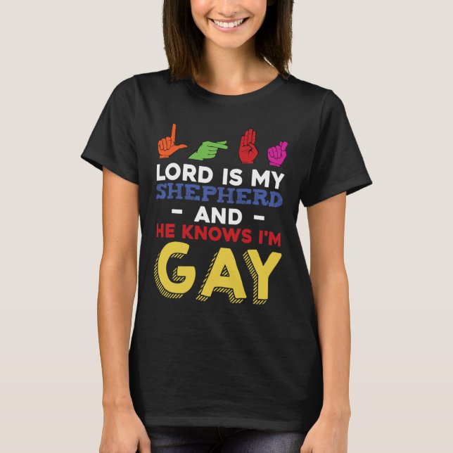Fun LGBT Gay Pride Month Awareness ASL Sign Langua T-Shirt (Front)