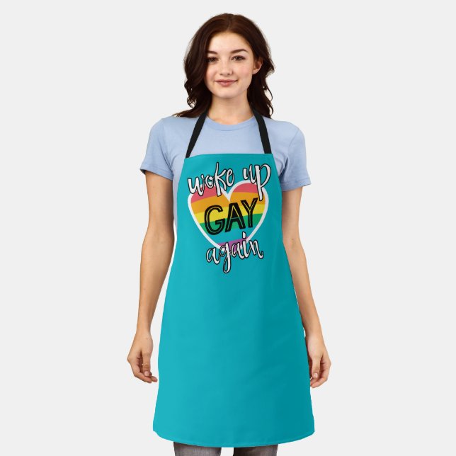 Fun LGBTQ Pride self-ironic rainbow flag blue Apron (Worn)