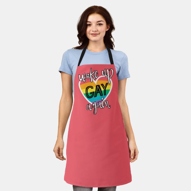 Fun LGBTQ Pride self-ironic rainbow flag pink Apron (Worn)