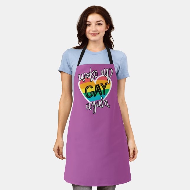 Fun LGBTQ Pride self-ironic rainbow flag purple Apron (Worn)