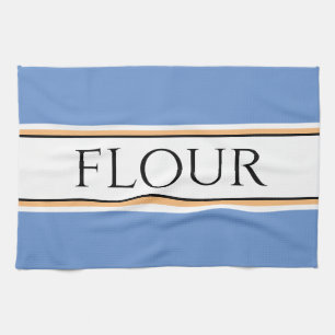 Fun Light Blue White Baking FLOUR Racing Stripes Tea Towel
