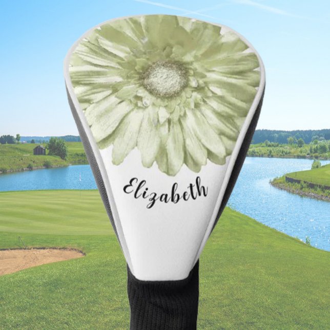 Fun light yellow daisy flower custom name ladies golf head cover (Creator Uploaded)