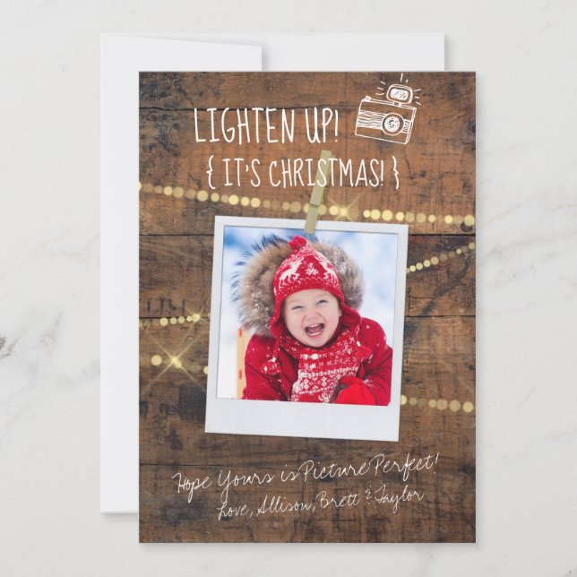 Fun Lighten Up Photographer Christmas Holiday Card (Front)