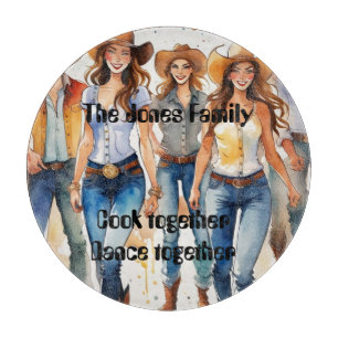 Fun Line Dancing cutting board. Editable text Cutting Board