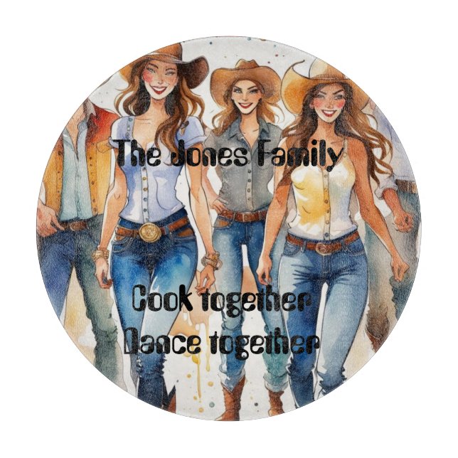 Fun Line Dancing cutting board. Editable text Cutting Board (Front)