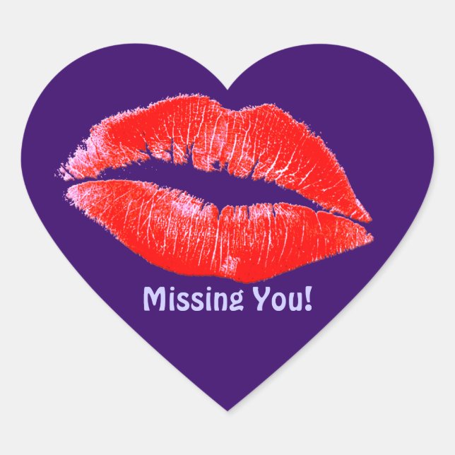 Fun Lipstick Kisses Miss You Romantic LIP STICKERS (Front)