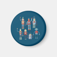 Fun Little 1950s Style Retro Robot Pattern Dark