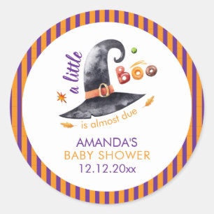 Fun Little Boo Witch Hat Fall Baby Shower Classic Round Sticker