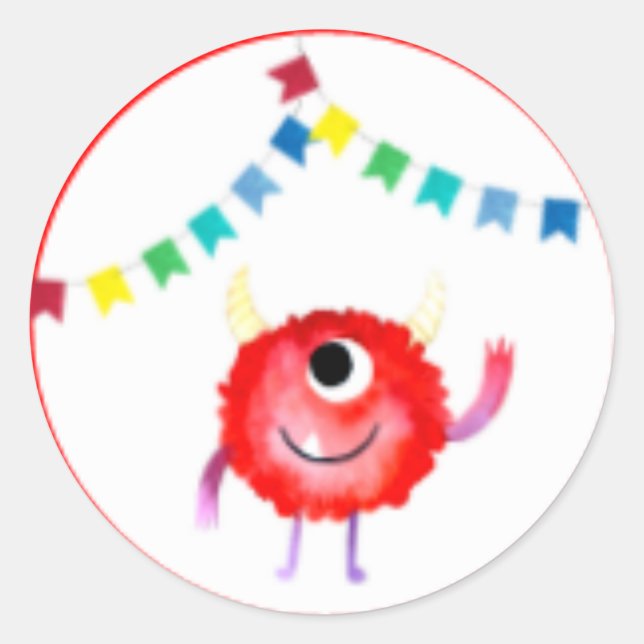 Fun Little Monster Party, Zombie, Friendly, Cute Classic Round Sticker (Front)