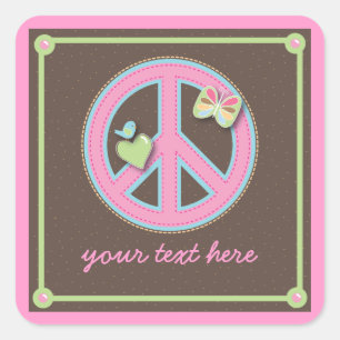Fun Little Peace Sign Square Sticker