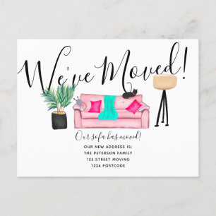 Fun living room illustration moving announcement