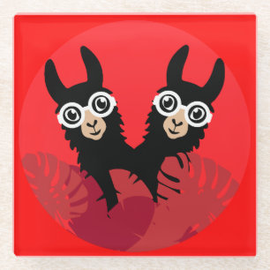 Fun Llama Alpaca Accessories Glass Coaster