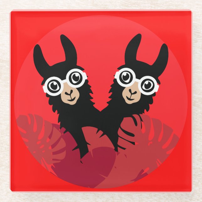 Fun Llama Alpaca Accessories Glass Coaster (Front)