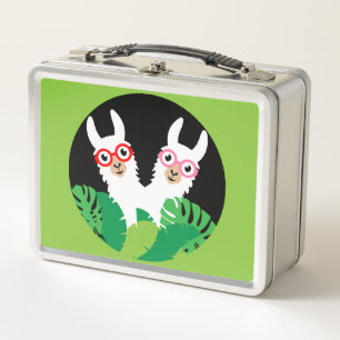Fun Llama Alpaca Accessories Metal Lunch Box