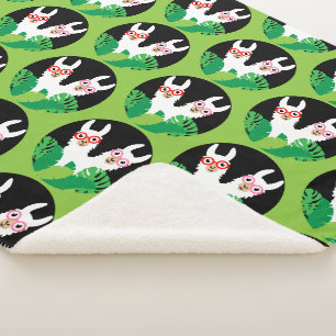 Fun Llama Alpaca Accessories Sherpa Blanket