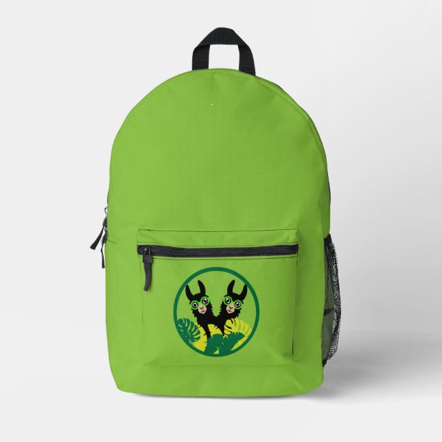 Fun Llama Alpaca Best Friends Printed Backpack (Front)