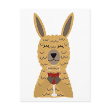 Fun Llama Drinking Red Wine