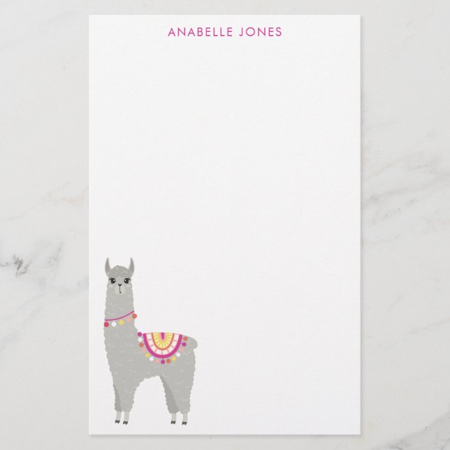 Fun Llama Personalised Stationery (Front)
