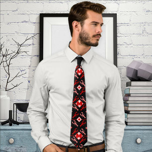 Fun Lobster & Monogram Pattern   Red & Black Tie