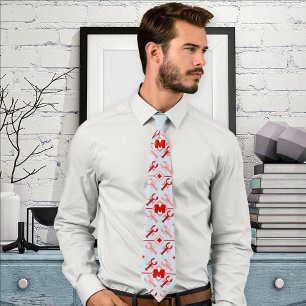 Fun Lobster & Red Monogram Nautical Pattern Tie