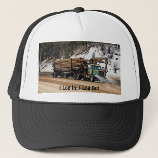 Fun Log In - Log Out Logging Trucker Art Design Hat