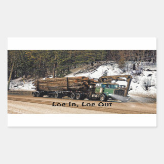 Fun Log In - Log Out Logging Trucker Art Design Rectangular Sticker