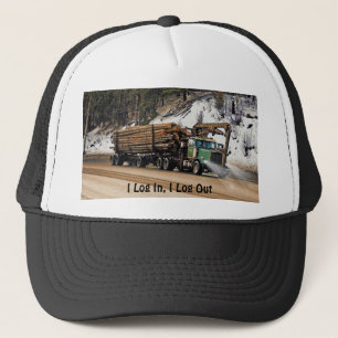 Fun Log In - Log Out Logging Trucker Art Design Trucker Hat