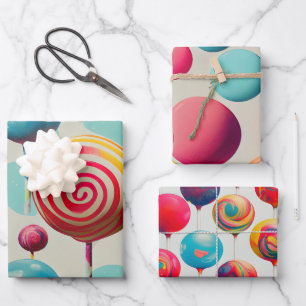 Fun Lollipops and Everything Candy Lane  Wrapping Paper Sheet