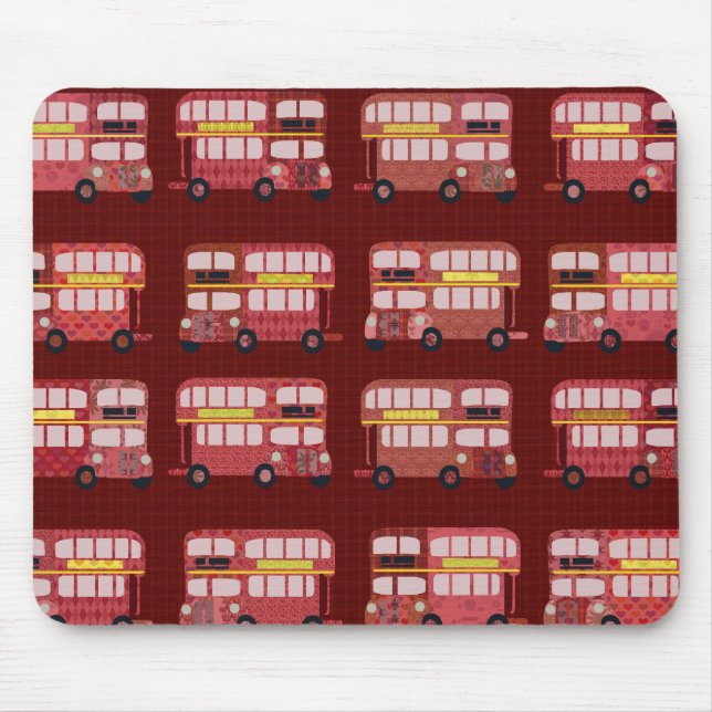 Fun London Double Decker Bus Cartoon Pattern Mouse Mat (Front)