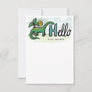 Fun Long Neck Dinosaur Hello Personal Kids Note Thank You Card
