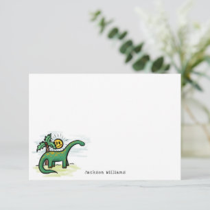 Fun Long Neck Dinosaur Kids Personalised Note Card