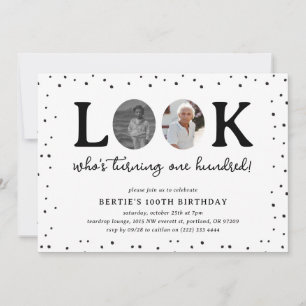 Fun Look's Who's 100' 2 x photo 100th Birthday Invitation