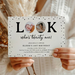 Fun Look's Who's 21' 2 x photo 21st Birthday Invitation