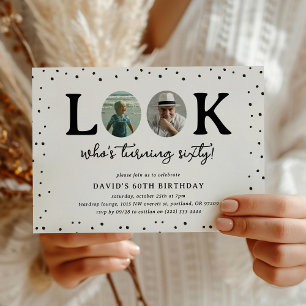 Fun Look's Who's 60' 2 x photo 60th Birthday Invitation