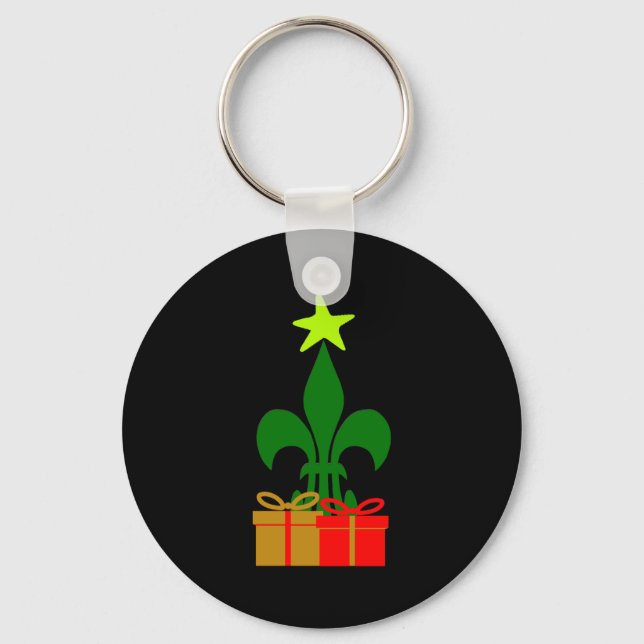 Fun Louisiana Christmas Tree Cajun New Orleans  Key Ring (Front)