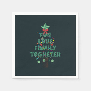 Fun Love Family Together Christmas Tree Napkin